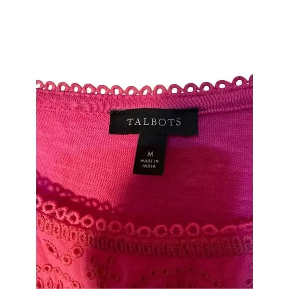 Talbots women’s Nantucket slub eyelet yoke, pink dress size medium ￼ - Picture 6 of 6